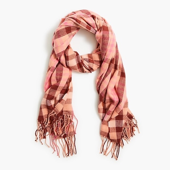 J. Crew Factory Accessories - J Crew Factory Classic Pink Brown Plaid Scarf